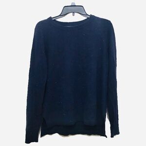 Halogen Navy Blue White Flecked Cashmere Sweater